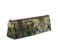 SDEGTHO Nature Elephants - Estuche triangular de piel con cremallera y gran capacidad de almacenamiento, blanco, One Size, Art Deco