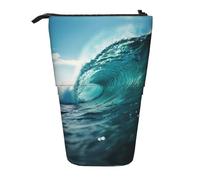 SDEGTHO Ocean Green Wave - Estuche para lápices de pie, estuche telescópico para maquillaje, organizador de oficina, Black, Talla única, Estampados de moda