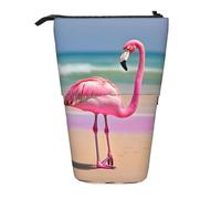 SDEGTHO One Flamingo On Beach - Estuche para lápices de pie, estuche telescópico para maquillaje, organizador de oficina, Black, Talla única, Estampados de moda