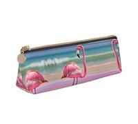 SDEGTHO One Flamingo On Beach Fashion - Estuche triangular de cuero con cremallera y gran capacidad de almacenamiento, blanco, One Size, Art Deco