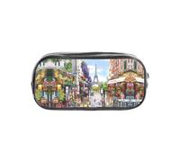 SDEGTHO Paris Street Scene - Estuche transparente con diseño de la Torre Eiffel, gran capacidad, compartimento único, almacenamiento protector para bolígrafos