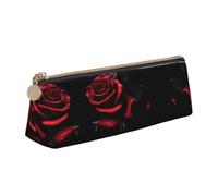 SDEGTHO Red And Roses - Estuche triangular de piel con cremallera y gran capacidad de almacenamiento, blanco, One Size, Art Deco