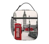 SDEGTHO Red Phone Booth Londres Street Print - Bolsa térmica para el almuerzo, bolsa térmica portátil para uso diario