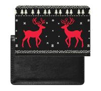 SDEGTHO Reno rojo, fondo negro, patrón de Navidad, copos de nieve, árboles, flores, borde, diseño, 1 funda protectora de documentos de viaje, funda para pasaporte para viajes internacionales y