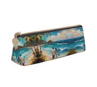 SDEGTHO Romantic Beach Fashion - Estuche triangular de cuero con cremallera y gran capacidad de almacenamiento, blanco, One Size, Art Deco