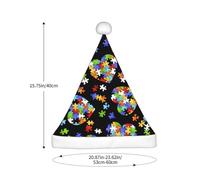 SDEGTHO Rompecabezas de concienciación sobre el autismo, diseño de corazón, 1 pieza, gorro de Papá Noel, gorro de punto de Navidad, gorro de ganchillo para fiestas de Navidad, para adultos, mujeres y