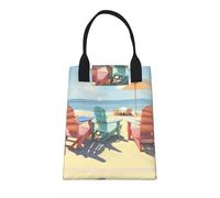 SDEGTHO Sillas de playa y paisajes bolsa de papel reutilizable para trabajadores de oficina, adecuada para picnic, viajes, más