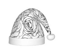 SDEGTHO Sombrero de Papá Noel rojo con rosas blancas y negras para niños, cómodo para Navidad