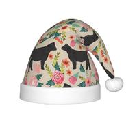 SDEGTHO Sombrero de Papá Noel rojo para niños, diseño de vacas de buey y flores, color rosa, cómodo para niños