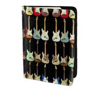 SDEGTHO Soporte para pasaporte con estampado de guitarra artística para viajes, funda para pasaporte para accesorios de viaje para mujeres y hombres, Black, Talla única