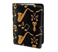 SDEGTHO Soporte para pasaporte con estampado de notas musicales agudas para viajes, imprescindible, funda para pasaporte para accesorios de viaje para mujeres y hombres, Black, Talla única