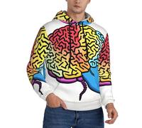 SDEGTHO Sudadera clásica con capucha para hombre, diseño de cerebro izquierdo y derecho, de Navidad, de gran tamaño, para calle, para hombre, Negro -, XX-Large