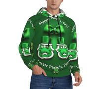 SDEGTHO Sudadera clásica con capucha para hombre, diseño navideño con texto "Happy St. Patrick's Day", Negro -, X-Large
