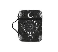 SDEGTHO Sun Moon Stars - Bolsa de la Biblia con estampado circular para la iglesia, funda de transporte para la escuela, organizador duradero de funda de libro, Black, One Size, Organizador de bolsas
