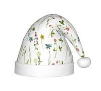 SDEGTHO Temporada Acuarelas De Hierbas Flores Sombrero De Papá Noel Rojo Papá Noel Cómodo Navidad Para Niños Vacaciones Navidad