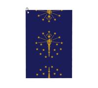 SDEGTHO Toalla de golf de microfibra con diseño de bandera del estado de Indiana con mosquetón, patrón de gofre, la práctica toalla de limpieza de golf