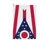 SDEGTHO Toalla de golf de microfibra con diseño de bandera del estado de Ohio con mosquetón, patrón de gofre, la práctica toalla de limpieza de golf