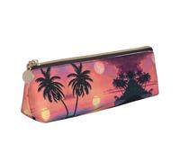 SDEGTHO Tropical Sunset Fashion - Estuche triangular de piel con cremallera y gran capacidad de almacenamiento, blanco, One Size, Art Deco