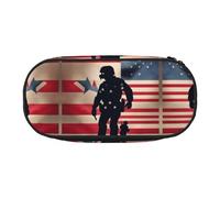 SDEGTHO US Military Soldiers Patriotic Memorial Day Estuche de gran capacidad, estuche multifunción, estuche portátil, estuche para lápices de oficina, Negro, Jeden rozmiar, Organizador de bolsos