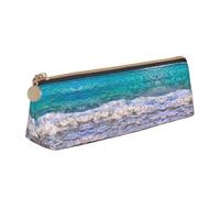 SDEGTHO White Beach Tropical Sea Fashion - Estuche triangular de cuero con cremallera y gran capacidad de almacenamiento, blanco, One Size, Art Deco