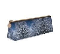 SDEGTHO Winter Snow Falling In The Park Fashion - Estuche triangular de piel con cremallera y gran capacidad de almacenamiento, blanco, One Size, Art Deco