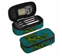 SdetYuia Dino Surfer - Estuche para lápices, diseño de dinosaurio feliz con gafas de sol, gran capacidad, bolsa de maquillaje para oficina, universidad, Multicolor-a66, 8.3"x3.7"x2", Estuche para