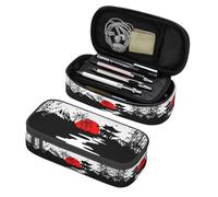 SdetYuia Estuche grande japonés con diseño de ondas rojas y negras, estuche para lápices con compartimentos con cremallera, bolsa de papelería para niños, adolescentes, estudiantes, suministros