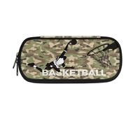SdetYuia Estuche organizador de lápices con estampado de fútbol para niños, gran capacidad, organizador para suministros escolares y de oficina, Baloncesto Camoflage verde, 8.8"x1.7"x4.1", Estuche