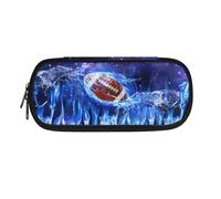 SdetYuia Estuche organizador de lápices con estampado de fútbol para niños, gran capacidad, organizador para suministros escolares y de oficina, Rugby Blue Flame Water, 8.8"x1.7"x4.1", Estuche para