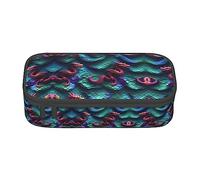 SdetYuia Estuche para lápices con estampado de escamas de dragón mágico en 3D, gran capacidad, para bolsas de cosméticos para adultos, Black, 8.3"x3.7"x2", Estuche para lápices