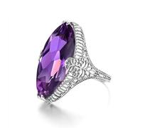 SDEWFFWSA Anillo de corte marquesa de moda para mujer, anillo de dedo elegante y exagerado, joyería de uso diario de primera calidad, 7, Metal, Sin piedra preciosa