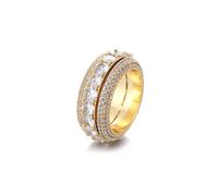 SDEWFFWSA Anillo de hip hop geométrico giratorio para hombre, con incrustaciones de cobre y cinco filas de circonitas, elegante joyería personalizada para los dedos, 9, Metal, Sin piedra preciosa