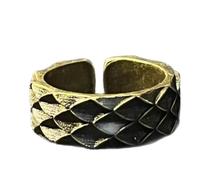 SDEWFFWSA Anillo vintage oxidado de oro envejecido con escamas de dragón cepillado para hombre, joyería delicada, Adjustable opening, Metal, Sin piedra preciosa