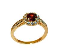 SDEWFFWSA Elegante anillo de oro minimalista con detalles de rubí y circonita cúbica, joyería de lujo atemporal para mujer, 10