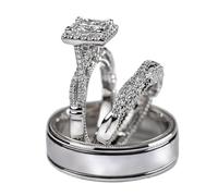 SDEWFFWSA Juego de anillos de 3 piezas para mujer, oro rosa, anillos de circonita brillante de dos tonos, joyería versátil de lujo, 12, Metal, Sin piedra preciosa