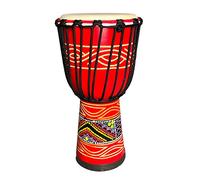 SDFEGHT Djembe Drum Instrumento musical tambor africano, cabeza de cabra caoba, percusión pintada a mano de 8 pulgadas (rojo)