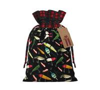 SDFHU Bolsas de regalo con estampado de señuelos de pesca, bolsas de regalo con cordón, regalos y recuerdos de fiesta de Navidad