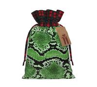 SDFHU Bolsas de regalo de Navidad con estampado de piel de serpiente verde con cordón, regalos y recuerdos de fiesta de Navidad
