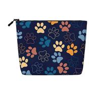 SDFHU Bonita bolsa de aseo con estampado de pata de perro para mujer, bolsa de maquillaje de una sola capa, artículos esenciales de viaje, cosméticos con cremallera, Negro -, Talla única