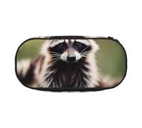 SDFHU Bonito estuche con estampado de mapache, herramientas de papelería, suministros de oficina, accesorio unisex adecuado para cualquier ocasión, negro, talla única, lindo, Black, Talla única