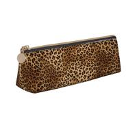 SDFHU Bonito estuche ligero y espacioso con estampado de leopardo, gran capacidad, triangular, con cremallera, para herramientas de escritura, Blanco, One Size