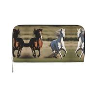 SDFHU Cartera de mujer con estampado de caballos corriendo, para viajes, de 7.9 x 3.9 pulgadas, casual, regalo para mujer, Negro -, Talla única, Arte
