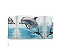 SDFHU Cartera de mujer con estampado de delfín oceánico mirando a ti, para viajes, de 7.9 x 3.9 pulgadas, casual, regalo para mujer, Negro -, Talla única, Arte