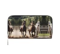 SDFHU Cartera de mujer con estampado de tres caballos corriendo, de moda, para viajes, de 7.9 x 3.9 pulgadas, casual, regalo para mujer, Negro -, Talla única, Arte
