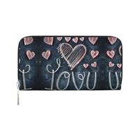 SDFHU Cartera para mujer con estampado de palabras y corazones con texto en inglés "I Love You Words with Hearts" - Cartera de mano informal de 7.9 x 3.9 pulgadas, regalo para mujer, Negro -, Talla