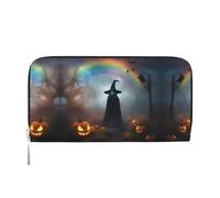 SDFHU Cartera para mujer, diseño de arcoíris, fantasma, fantasma, bruja, sombrero, arañas, impreso, moderna, para viajes, de 7.9 x 3.9 pulgadas, informal, regalo para mujer, Negro -, Talla única, Arte