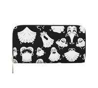 SDFHU Divertida cartera para mujer, diseño de fantasmas blancos, ideal para viajes, de 7.9 x 3.9 pulgadas, casual, regalo para mujer, Negro -, Talla única, Arte