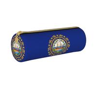 SDFHU Estuche de cuero con cremallera para lápices con estampado de bandera del estado de New Hampshire para adultos, oficina, viajes y maquillaje, White, Talla única