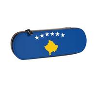 SDFHU Estuche de piel con estampado de bandera de Kosovo, versátil soporte para bolígrafos, estuche de viaje para uso diario, Black, Talla única