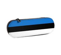 SDFHU Estuche de piel con estampado de la bandera de Estonia - Versátil soporte de cuero para bolígrafos, estuche para lápices de viaje para uso diario, Black, Talla única